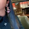 Charme coréen mignon élégant fil rose Bowknot coeur cristal long gland boucles d'oreilles pour femmes filles joli et brillant bijoux de fête 231208