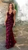 Casual Dresses 2023 Off Shoulder Sexy Party Celebrity for Women V Neck Lace Shinning Wedding Ball Prom Gown Vestidos Formellt tillfälle
