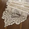 Nappe exquise en dentelle de Tulle brodée, tapis de chemin de Table, drapeau, style européen, napperon de bureau, décoration de mariage de noël, 231207