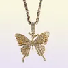 Fashion Style Hiphop Necklace Butterfly Pendant Necklace Full Crystal Diamond Women Iced Out Bling Butterfly Necklace Jewelry225G7392098