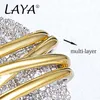 Anillos de boda Laya 100 925 plata esterlina moda retro luz oro multi línea brillante circón anillo para hombres mujeres fiesta exquisita joyería fina 231208