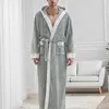 Mäns sömnkläder Mens Leisure Bathrobe Fall Winter Hooded Bathrobes Thicken Long Robe Pyjamas For Man Loose Homewear Sleeve Pyjama