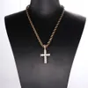 Hängselhalsband isade ut zirkon charm korsa hänge kedja mäns hip hop smycken guld silver färg cz hänge halsband bling cross 231207