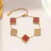 Van Clover Armband Luxury Designer Jewelry Four Leaf Armband 18K Gold Plate Agate Diamond Fashion Van Love Charm Chain for Women Wed Hspi