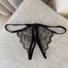 Lingerie Sexy pour femmes, culotte en dentelle, entrejambe ouvert, Ultra fin, Transparent, string, porno chaud, nœud papillon, sous-vêtements sexuels pour dames