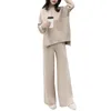 سراويل سراويل للسيدات من قطعة نساء متبكّمة 2023 بدلة سترة على الطراز الكوري الخريف شتاء الأكمام الطويلة كارديجان أعلى ملابس الساق على نطاق واسع
