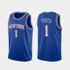 New York Knicks hommes Damyean Dotson Mitchell Robinson Kristaps Porzingis RJ Barrett marine maillot de déclaration personnalisé