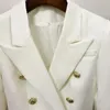 Kadın Suit Blazers En Kaliteli Moda Tasarımcı Ceket Kadınlar Klasik Çift Kruvaze Metal Aslan Düğmeleri Blazer Dış Boyut S-5XL 231208