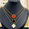 Fashion Designer women clover Necklaces Diamond chain steel classic jewelry girl best wedding gifts for partydress gold chain iced out chain AAAAA with box