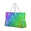 Torby na zakupy noszą torbę do podróży na plażę ROPE ROCE Kobiety wielokrotnego użytku urocze torby dla dziewcząt Rainbow Snake Druk kolorowy 241S