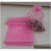 Bolsas de jóias sacos s 100 unidades / lotes rosa com dstring organza bolsa de presente para favores grânulos 7x9cm 9x11 cm.13x18 entrega de gota embalagem di ot547