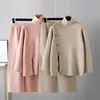 Women s Two Piece Pants HLBCBG Casual Loose Sweater Set Solid Color Turtleneck Knitted Pullover Suit Wide Leg 2 Piece Sets 231208