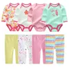 Ensembles de vêtements né fille automne vêtements ensemble 68 pièces body pantalon bébé garçon tenues 6M 9M 12M pyjama infantile 100 sous-vêtements en coton 231207