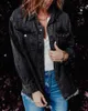 Damenjacken Frauen Übergroße Jeansjacke Lässige blaue lange Ärmel Button Up Hemd Jean Mantel Herbst Frühling 2023 Shacket mit Taschen L231208