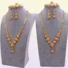 Indian Luxury 24k Gold Plated Designer Girl Jewelry Set Necklace Earring Dubai Wedding Bridal Jewelery Set Presents for Women 2201195170375