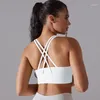 요가 복장 u-neck crisscross straps 스포츠 브라 여성 푸피 업 운동 운동 브라 시어 패딩 등이없는 체육관 작물 탱크 탑