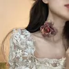ペンダントネックレス韓国のファッションロマンチックなアクセサリービンテージフラワーネックレスエクサイターネックチェーンクラシックチャームジュエリーデリケート