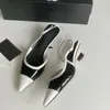 Dames Slingbacks Geklede Schoenen Designer Tweed Sandalen Instapper Lakleer Sexy Bruiloftsschoen Puntige Tenen Verstelbare Enkelgesp Slides Dames Vrijetijdsschoen