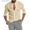 Men's T-Shirts 2022 Men Linen Shirts Short Sle Breathable Men's Baggy Casual Shirts Slim Fit Solid Cotton Shirts Mens Pullover Tops Blouse L231208