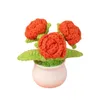 Fleurs décoratives tricotées, artificielles réalistes, faible entretien, plante en pot au Crochet pour la décoration de la maison