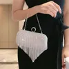 Fashion design tassel rhinestone dinner bag Clutch bag Skew straddle Bag Lady diamond-studded evening gown wedding banquet bag