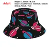 Berets Neon Space Planets Pattern Ducket Hat Sun Cap Stars Galaxy Evannave Purple Blue Turquoise Retro Kids Fun