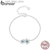 Catena Bamoer Bracciale in argento sterling 925 con fiori delicati Zircone blu Maglia regolabile a catena per le donne Regalo di gioielleria raffinata BSB138 YQ231208