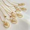 Pendant Necklaces Vintage Flower Necklace Copper Plated Gold Ellipse Embedded Zircon Women Party Jewelry Christmas Gift