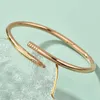 Pulseira de unhas ouro diamante designer marca moda pulseira aço inoxidável pulseiras clássicas jóias para homens mulheres ouro/sier/rosa/preto saco veet