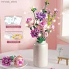 Blocchi LED Fiori Rose Building Block Lampada Bouquet Piccole particelle compatibili con fiori assemblati Regalo di festa Rose Series Toys R231208