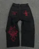 Jeans voor heren Y2K Jeans Heren Hip Hop Retro Schedelborduurwerk Gewassen Baggy Denim Broek Recht Casual Losse Wijde Pijpen Broek Streetwear 231207