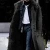 Men's Trench Coats 2023 Winter Single Fur Imitation Leather Fluff Coat Thickened Four Colors Size 8 Lengthened