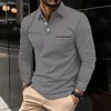 Polos para hombres 2024 Camiseta con bolsillo de manga larga de primavera para hombres Camiseta casual con hebilla de negocios Camisa polo de moda 231207