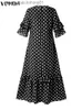 Urban Sexy Dresses Vonda Polka Dot Printed Dress Women Summer Sundress 2023 Half Sle Holiday Party Long Maxi Dresses Casual Vestido Femme Robe L231208