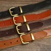 Cinturones de piel de vaca pura para mujer, cinturón lavado de 2,8 cm de ancho, hebilla de Pin de cobre, moda Retro, vaqueros simples y versátiles, regalo de lujo