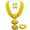 Ensemble collier et boucles d'oreilles, bijoux fantaisie, perles africaines jaunes opaques