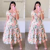 Urban Sexy Dresses 2023 Casual Women Summer Dress Elegant Chiffon Floral Print Dress Beach Style Elastic Short Sle A-line Dress Women L231208