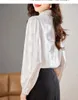 Women's Blouses Satin Solid Shirts Chinese Style Spring/Summer Ladies Clothing Vintage Loose Fashion Long Sleeves Tops YCMYUNYAN