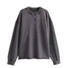 Женские толстовки YENKYE, осень 2023, женский круглый вырез с длинным рукавом и незавершенным подолом, повседневный свободный пуловер, свитшот