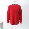 Women's Blouses Fall Winter Women Sweater 2023 Round Neck Loose Long Sleeve Irregular Hem Solid Color Cozy Pullover Elastic Lady Top