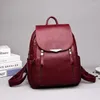 Sacs d'école Sac à dos Femme 2024 Style coréen Sac de grande capacité Mode Cuir souple Lady