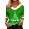 Women's Blouses Christmas Sweatshirts For Women Tree Snowflake Santa Claus Elk Snow Print Hoodless Tops Crewneck Long Sleeve Pullover