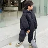 Set di abbigliamento Bambini Ragazzi Vestiti 2 pezzi Abiti invernali Pullover Capispalla Cappotti pantaloni Velluto spesso caldo Tuta da neve per bambini 2 12 anni 231207