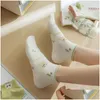 Chaussettes Hosiery Femmes Mode Étudiant Solide Couleur Creative Harajuku Respirant Ours Chaussette Chaussons Bateau Coton Court Drop Livraison Appare Otnjr