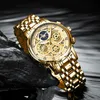 الساعات الأخرى Lige 2023 Fashion Gold Watch Women Ladies Creative Steel Women's Bracelet Female Clock Clock Reloj Mujer 231207