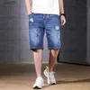 Men's Jeans Big Men's Summer New Brand Denim Shorts Cotton With Holes Loose Elastic Middle Pants Half er Large Plus Size L-8XL 9XL 10XLL231209