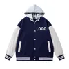 Men's Jackets Wholesale Blank Bomber For Men Unisex Baseball Varsity Jacket And Hoodies With Hood Custom Printing