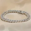 Hurtownia mrożona w VVS moissanite kubańska bransoletka 8 mm białe złoto Silver925 Hiphop Link Kobiety mężczyzn