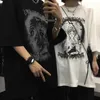 Męskie koszulki T-shirt 2023 Summer Dark Style Anime High Street Short-Sleeved Gothic Cotton Tshirt Hip Hop Top dla mężczyzn