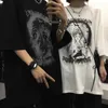 T-shirt da uomo T-shirt oversize 2023 Estate Stile scuro Anime High Street Maglietta in cotone gotico a maniche corte Maglietta Hip Hop per uomo